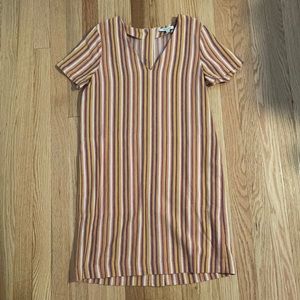 Madewell striped button back shift dress v neck